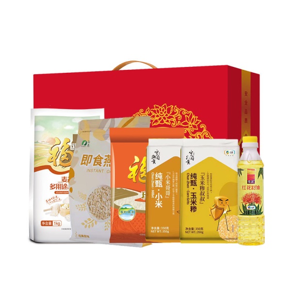 中粮福临门国货新春粮油大礼包A款礼盒装3281g米面油组合福利团购