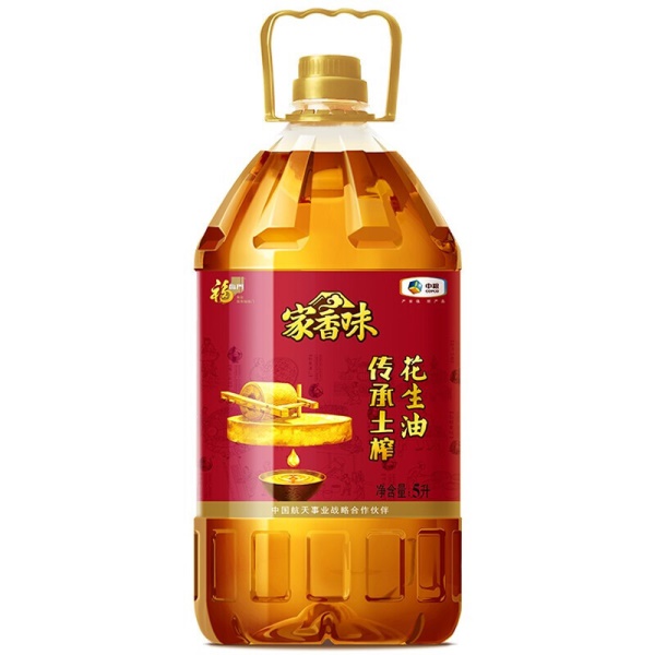 中粮福临门家香味 食用油 传承土榨花生油5L 压榨一级花生油5升